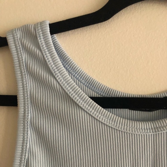 Ribbed Baby Blue Crop Top - Picture 3 of 3